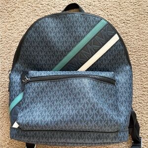 Michael Kors Monogram Blue and Teal Backpack